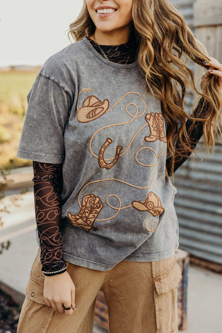 Cowboy Trail Tee-Denim